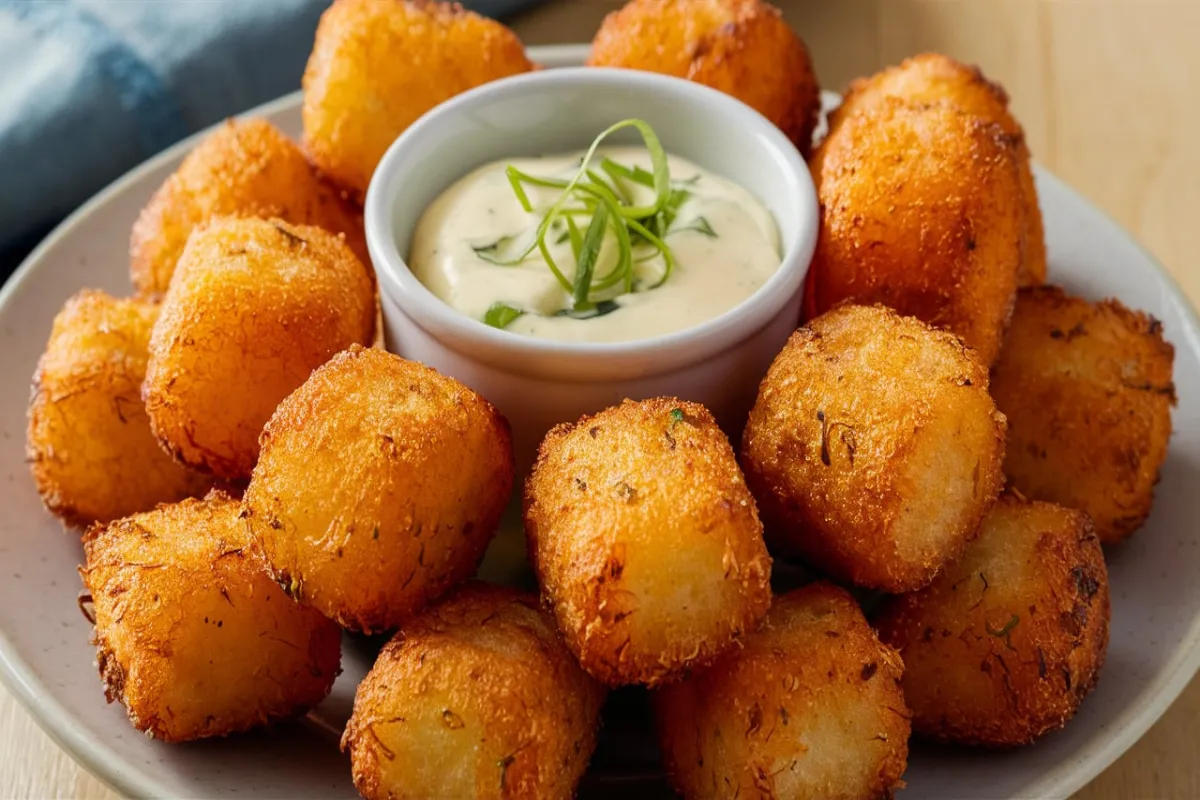 Crispy golden tater tots cooked in an air fryer.