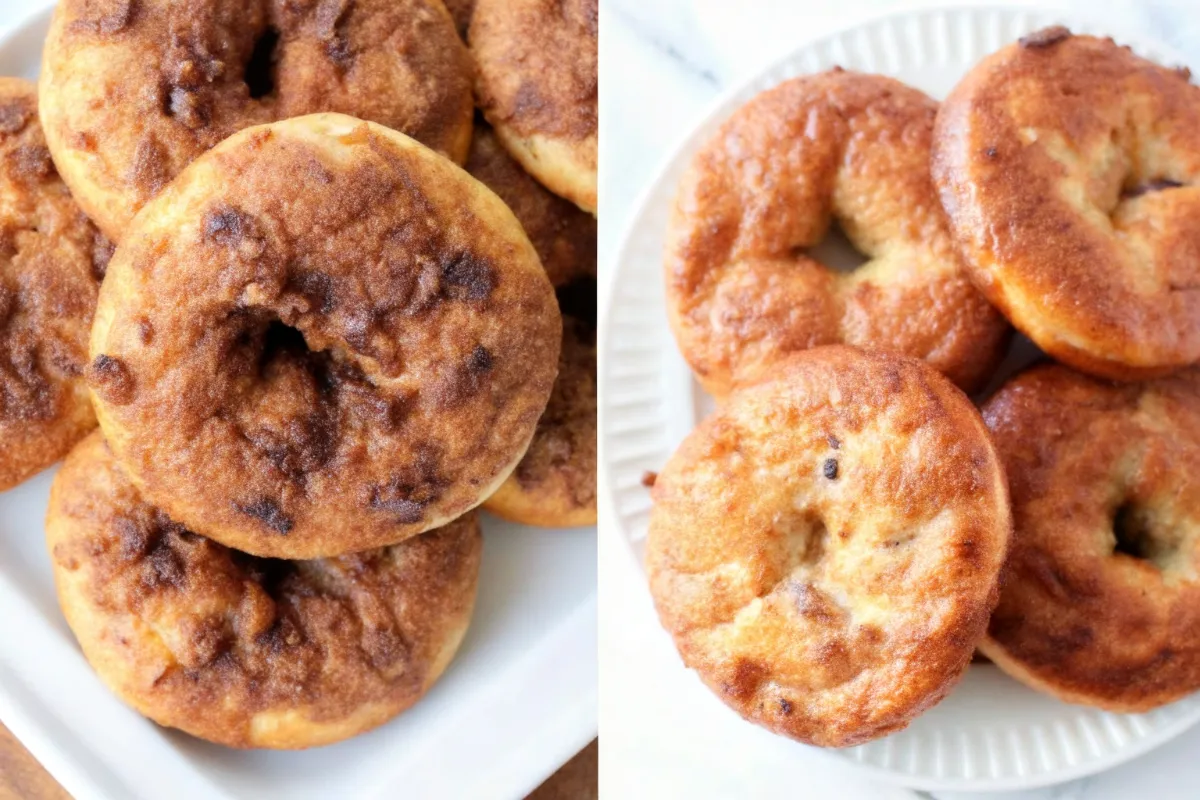 Freshly baked cinnamon sugar bagels with a sweet topping