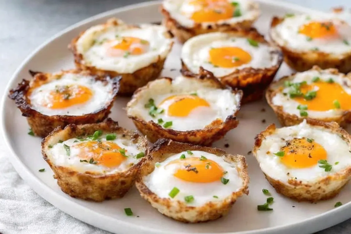 Cauliflower hash brown egg cups served in muffin tin