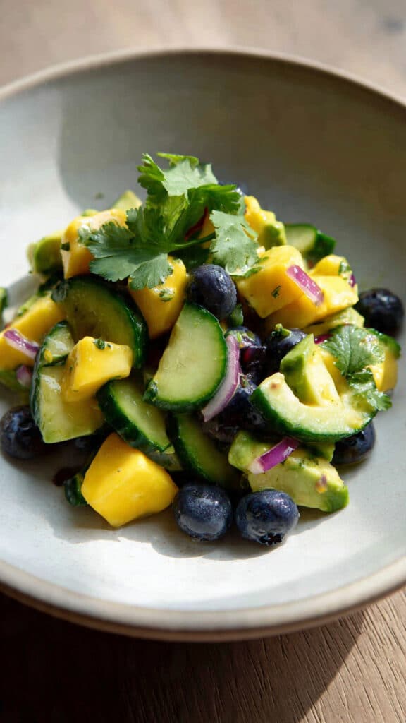 Mango Cucumber Salad with Blueberries and Avocado