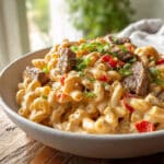 Steak and Pepper Jack Queso Mac