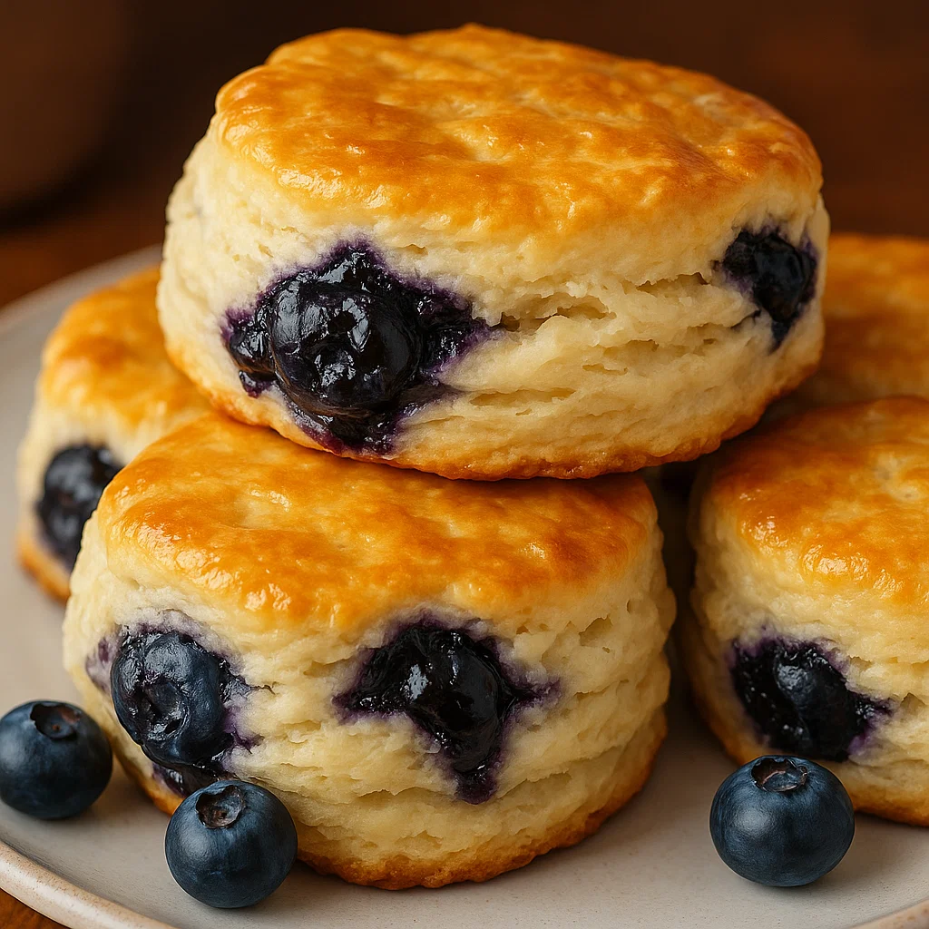 Buttery Blueberry Chaos - A golden, bubbly breakfast bake with a caramelized, crispy edge and juicy blueberries throughout, served warm with melting vanilla ice cream on top