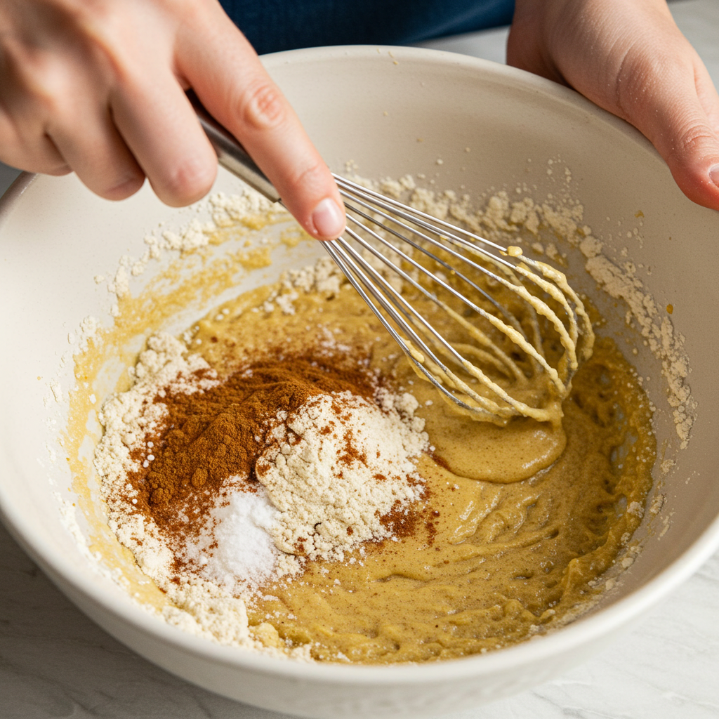 The flour, cinnamon, baking powder, and salt