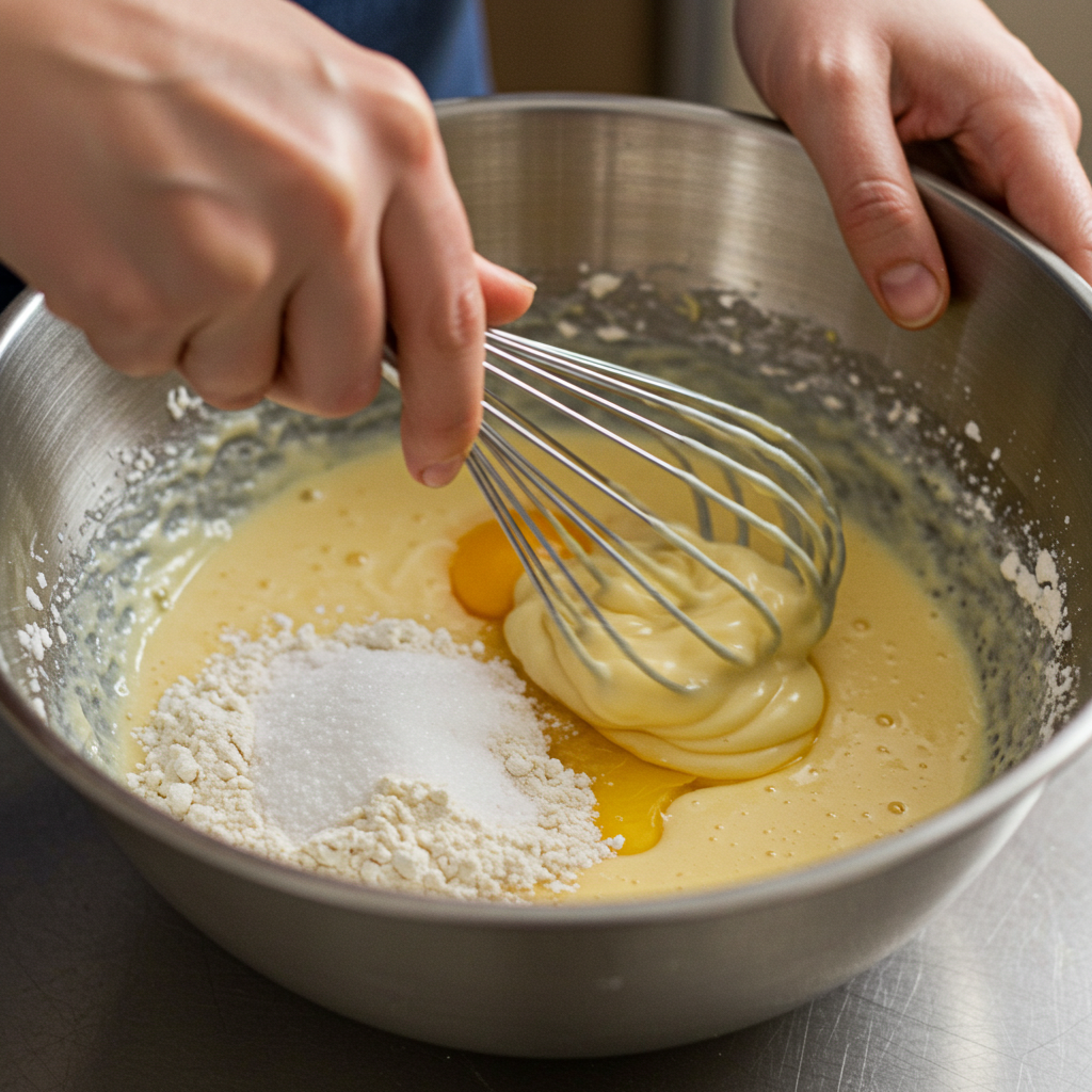 Mom's Peaches and Cream Pie preparation