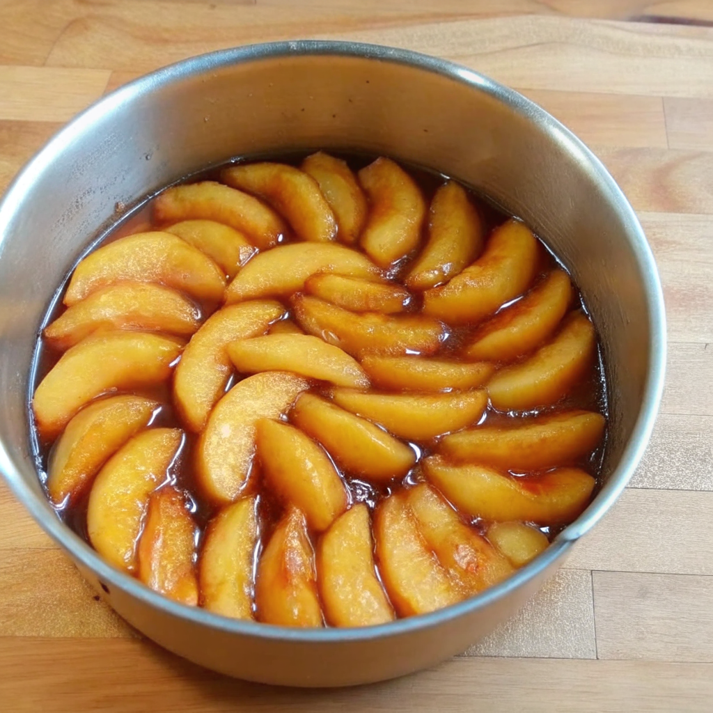 peach upside down cake MAKING PROCESS