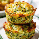 Golden brown crispy parmesan zucchini potato muffins arranged on a white cooling rack, showing their perfectly crispy tops and tender interior texture