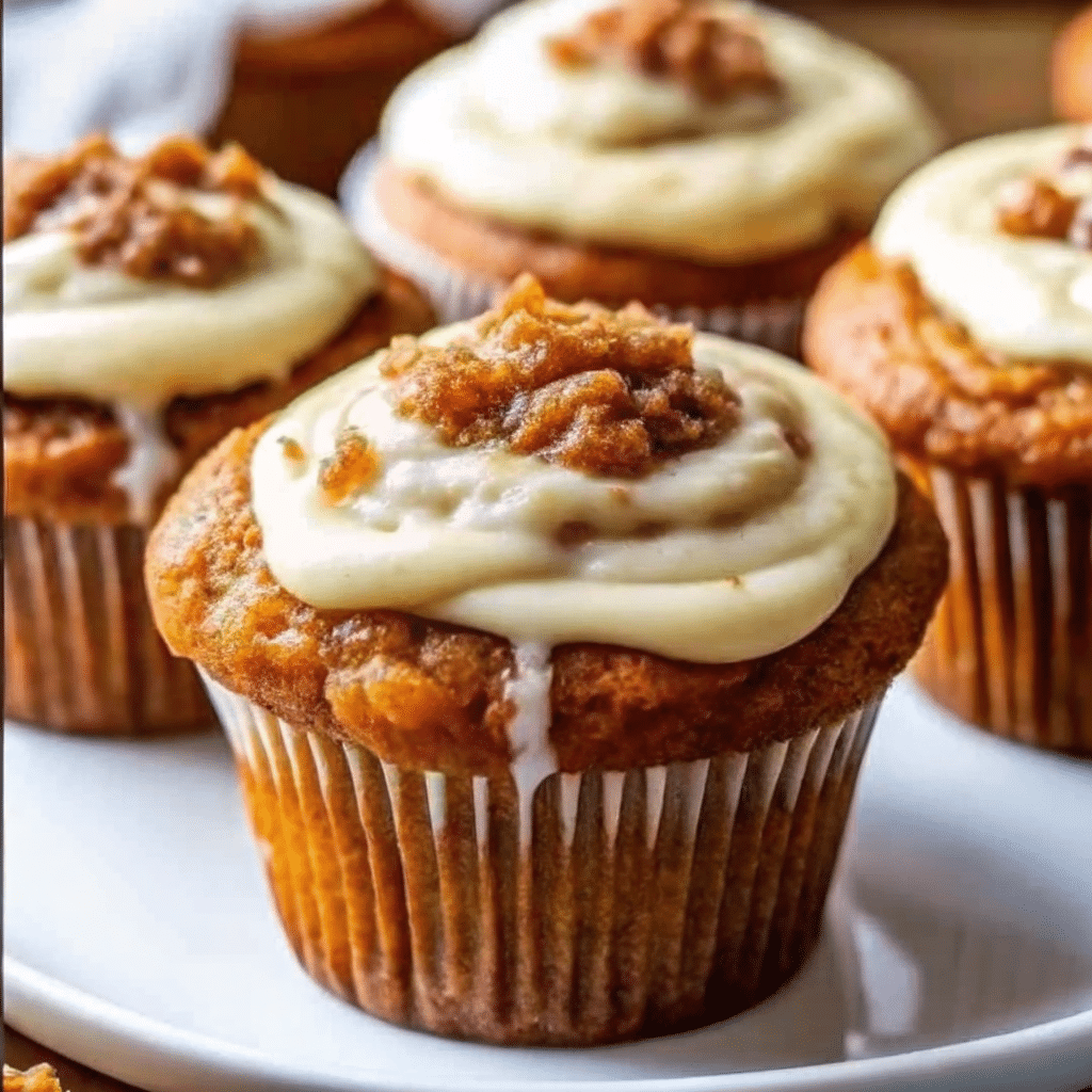 Golden pumpkin cream cheese swirl muffins with beautiful marbled cream cheese ribbons on a rustic wooden board, surrounded by fall leaves and cinnamon sticks