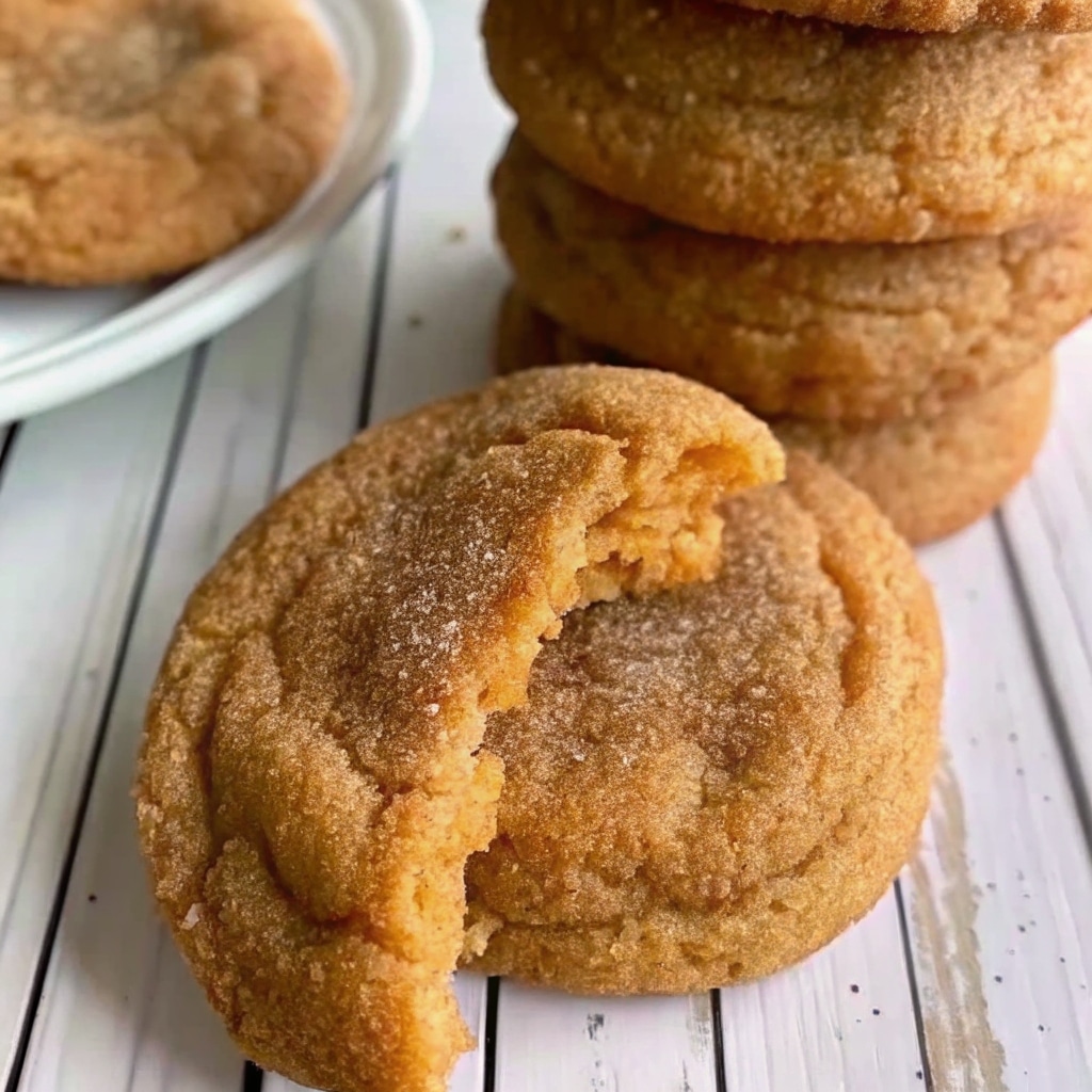 Golden brown chewy pumpkin snickerdoodle cookies with crackled cinnamon-sugar tops arranged on parchment paper