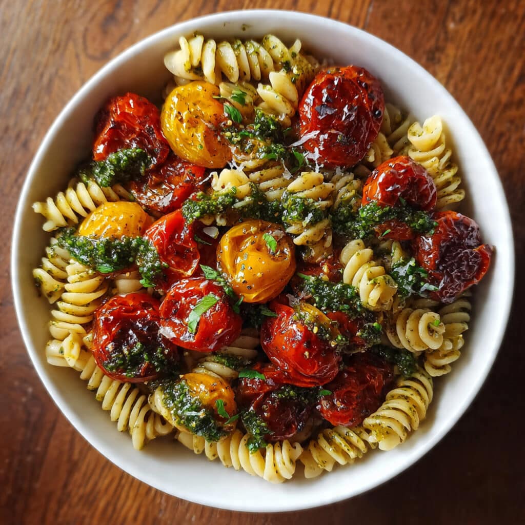 Roasted Tomatoes Pesto Pasta: A 30-Minute Weeknight Dinner 8 Roasted Tomatoes Pesto Pasta - Sweet roasted tomatoes meet fresh basil pesto in this easy 30-minute dinner!