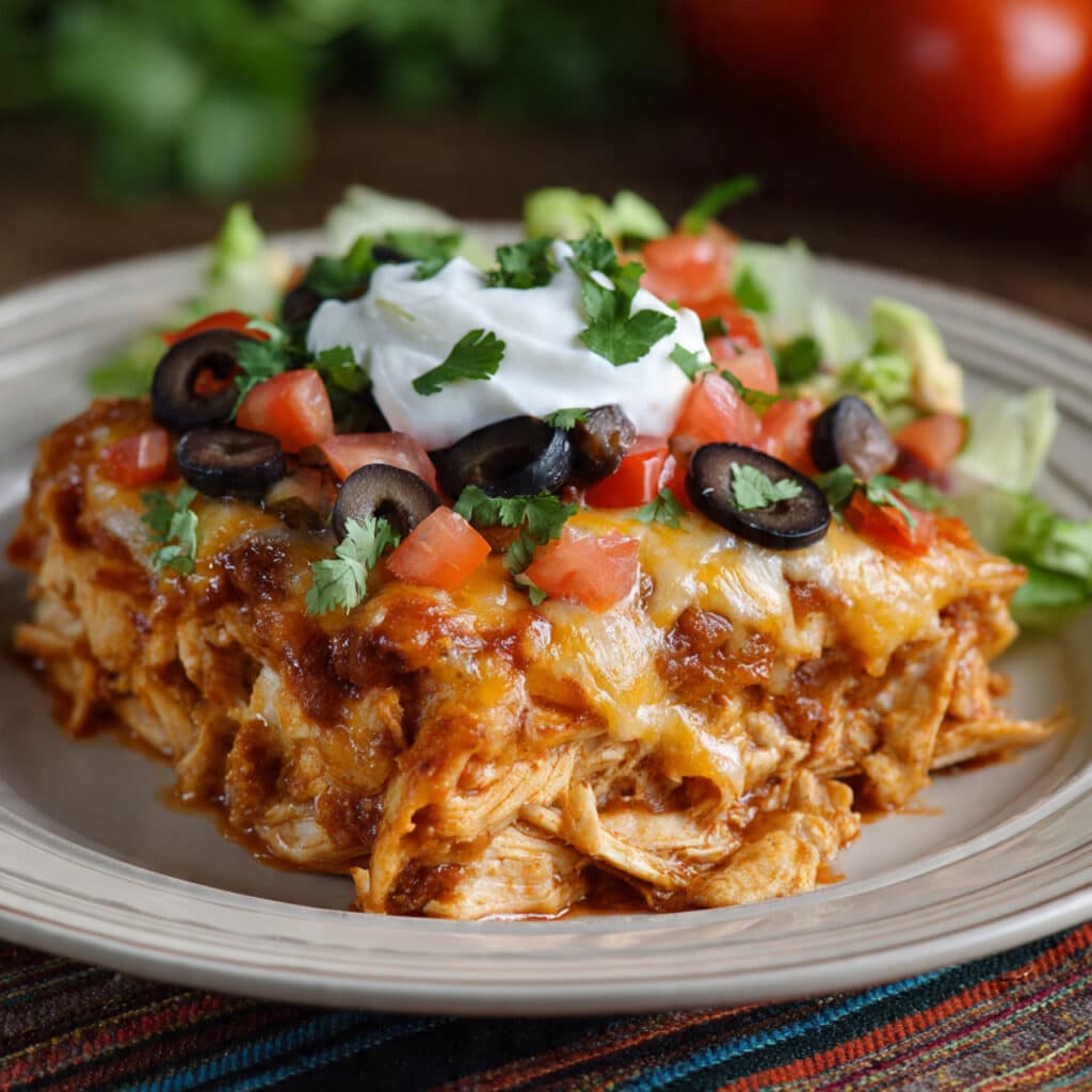 Crockpot Chicken Enchilada Casserole