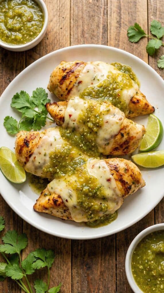 Grilled Salsa Verde Pepper Jack Chicken