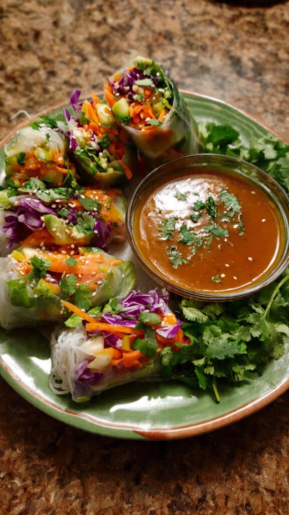 Spring Roll Salad with Spicy Ginger Dressing