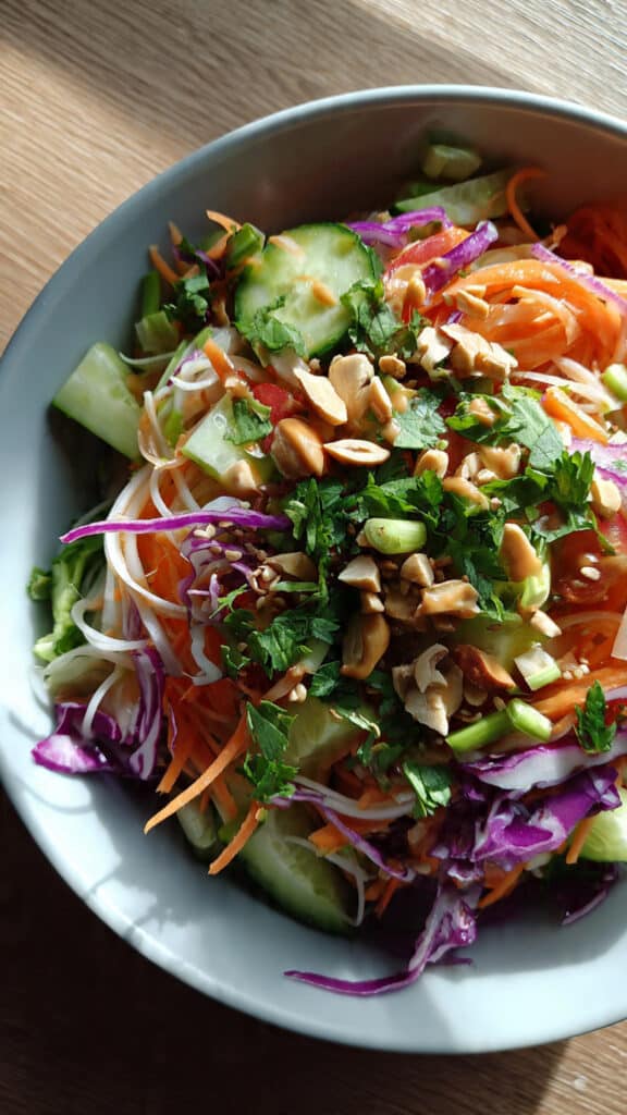 Spring Roll Salad with Spicy Ginger Dressing