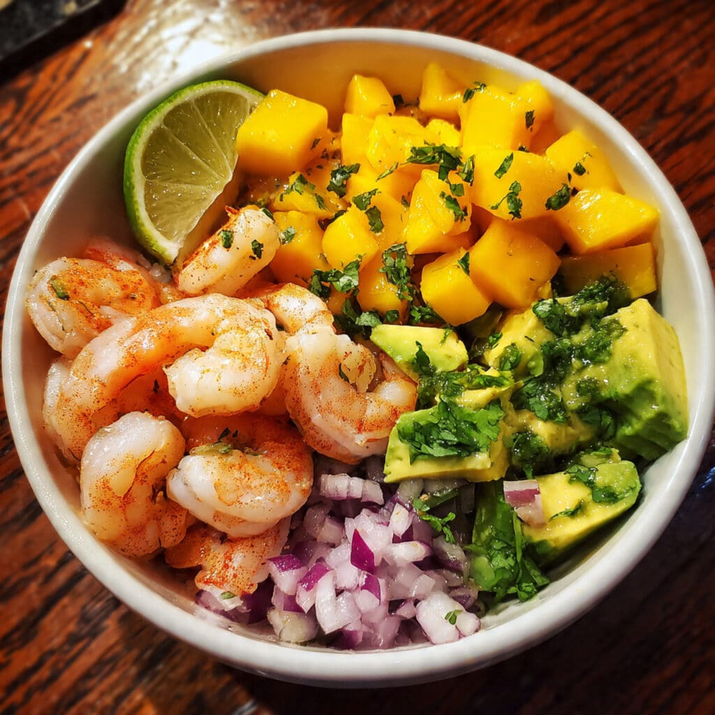 Shrimp and Avocado Bowls with Mango Salsa