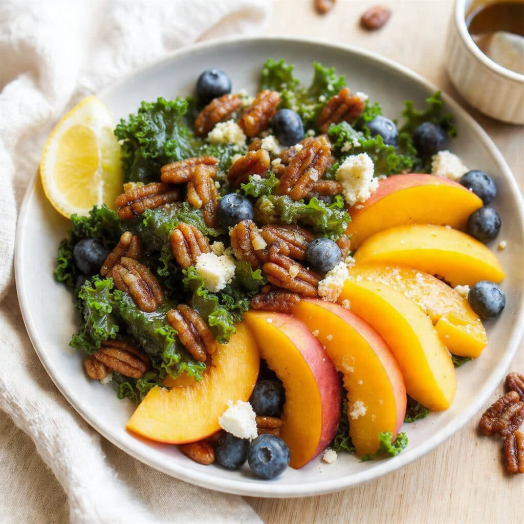 Summer Peach Blueberry Kale Salad