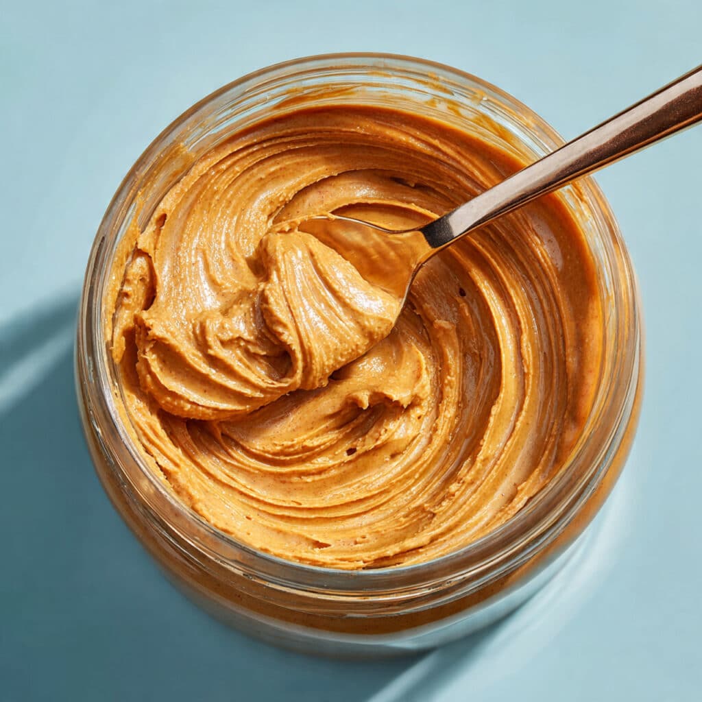 Biscoff cookie butter with creamy spreadable texture made from crushed cookies