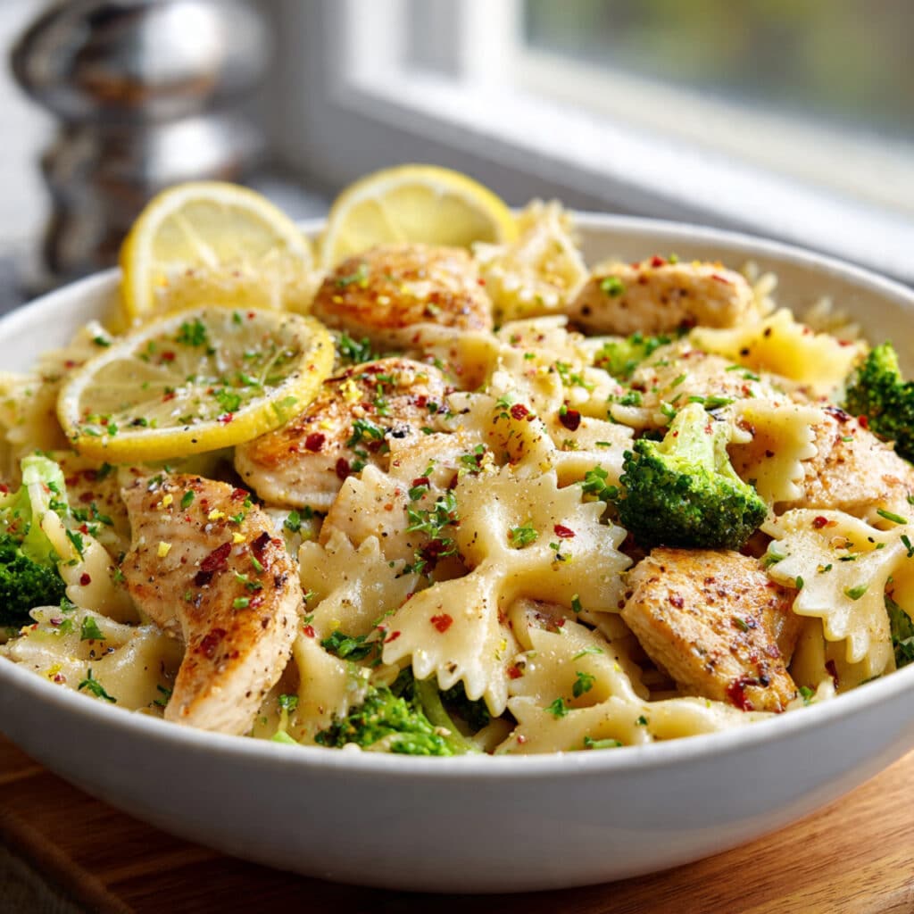 Cowboy Butter Lemon Bowtie Chicken with Broccoli