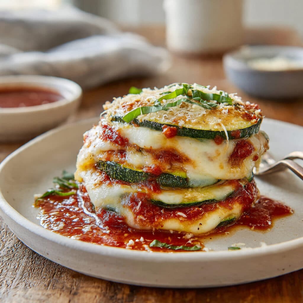 Layered Zucchini Ricotta Melts with Marinara