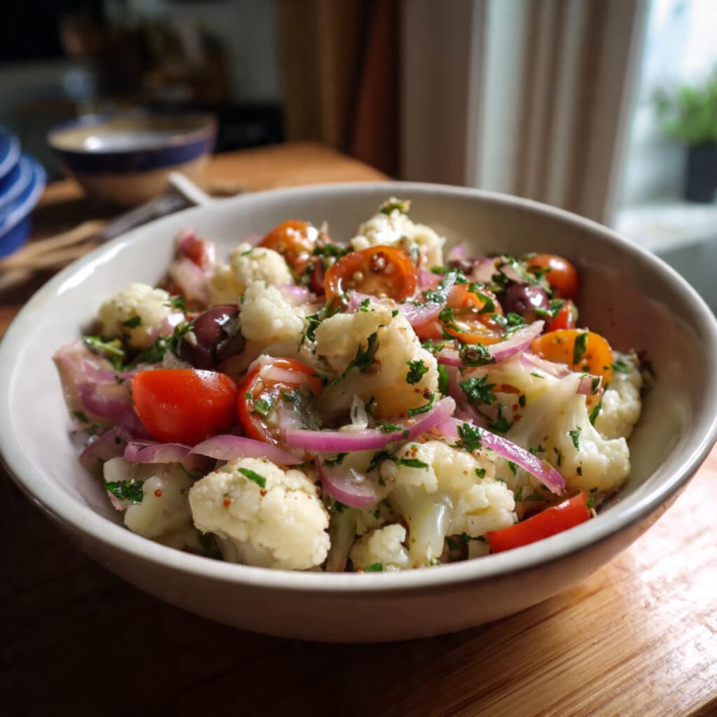 Mediterranean Marinated Cauliflower Salad