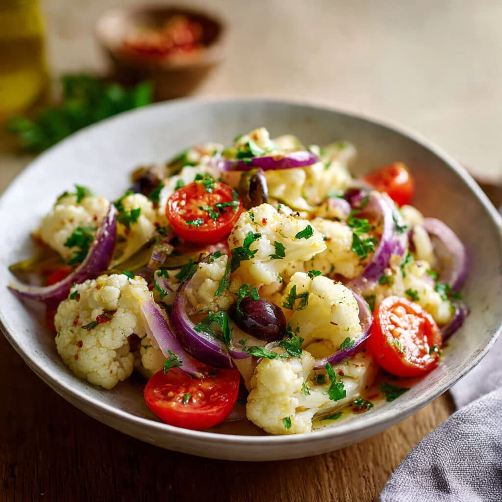 Mediterranean Marinated Cauliflower Salad