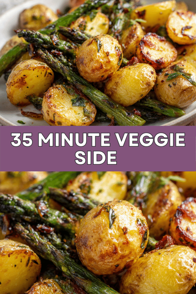 Garlic Herb Roasted Potatoes and Asparagus