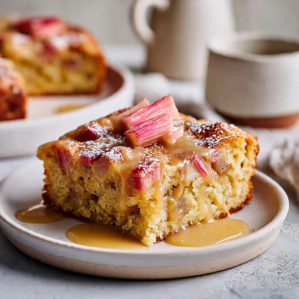 Rhubarb Cake with Butter Sauce