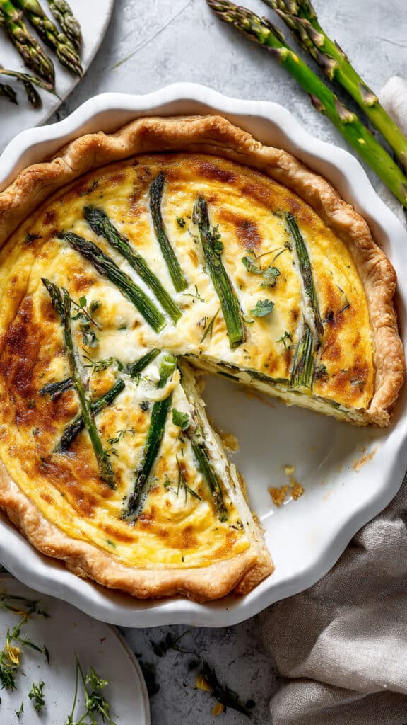 Cheddar Asparagus Quiche