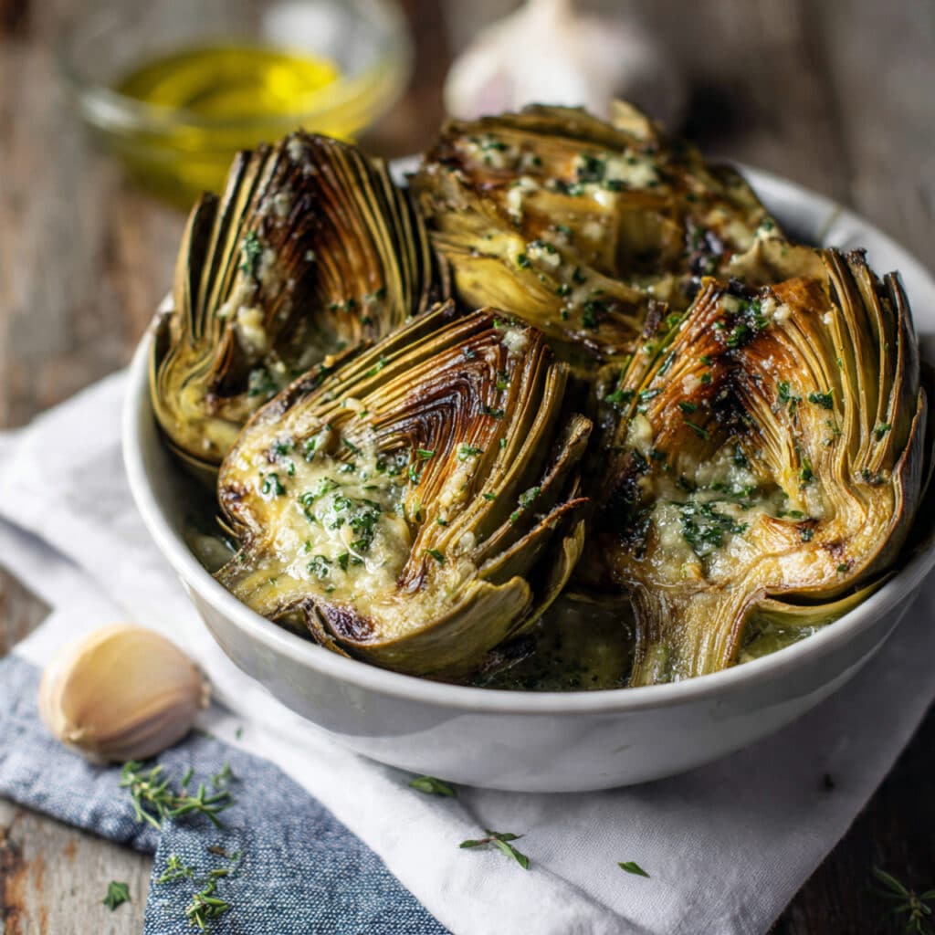 Roasted Artichokes with Garlic Butter
