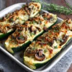 Stuffed Zucchini with Mushrooms and Onions