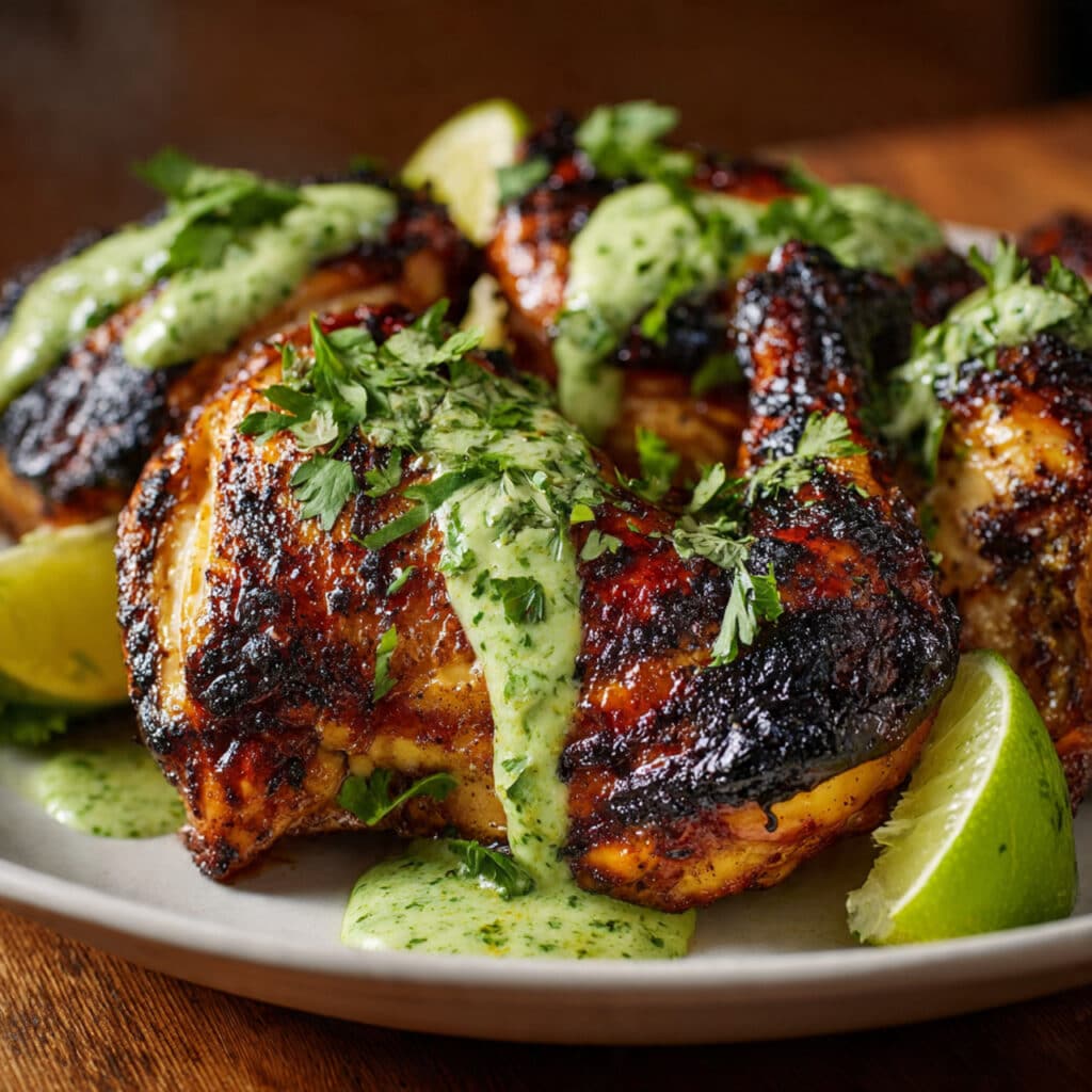 Peruvian Grilled Chicken with Creamy Green Sauce