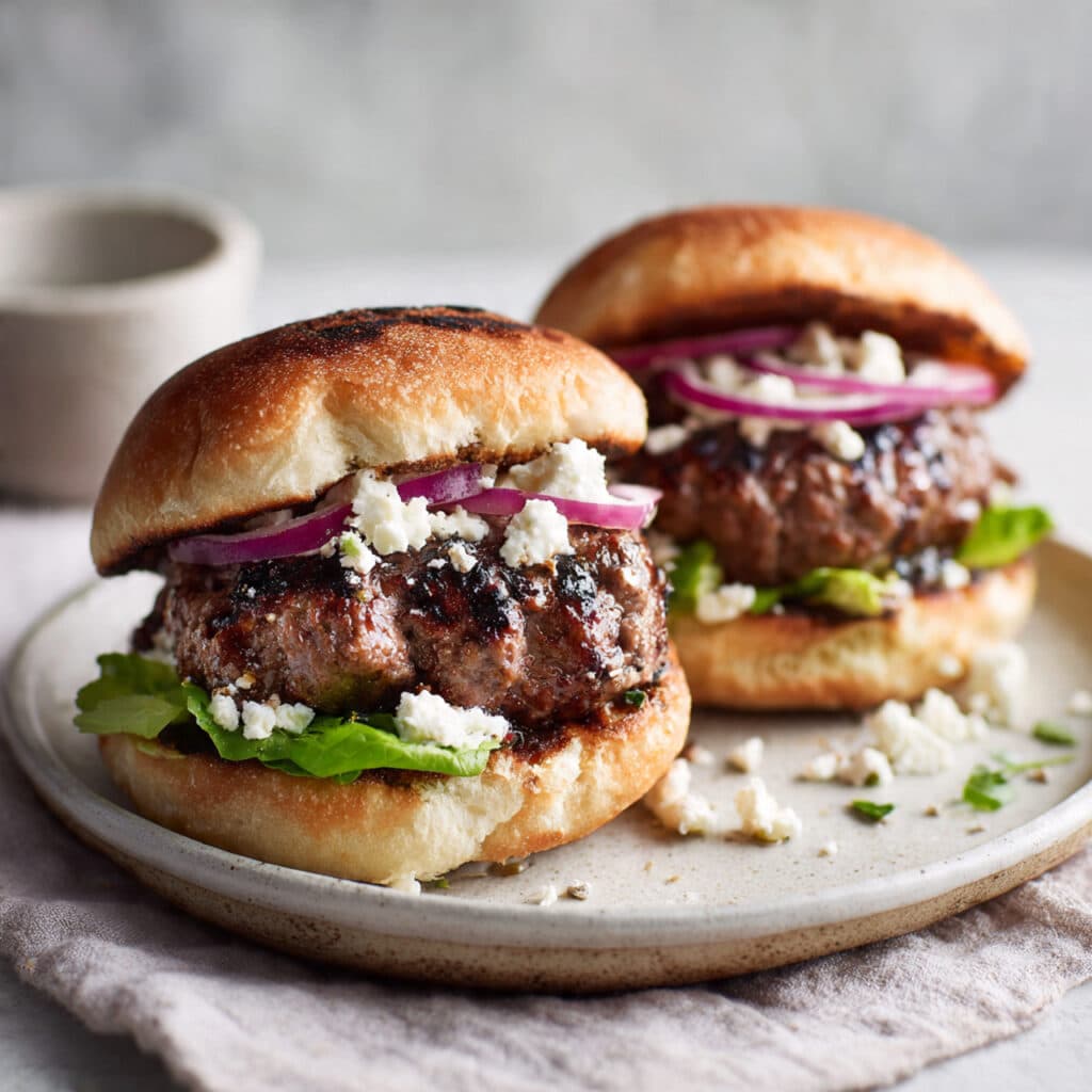 Grilled Lamb Burgers with Feta