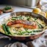 Lemon Garlic Orzo with Salmon and Asparagus