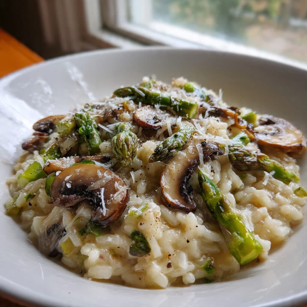 Mushroom and Asparagus Risotto