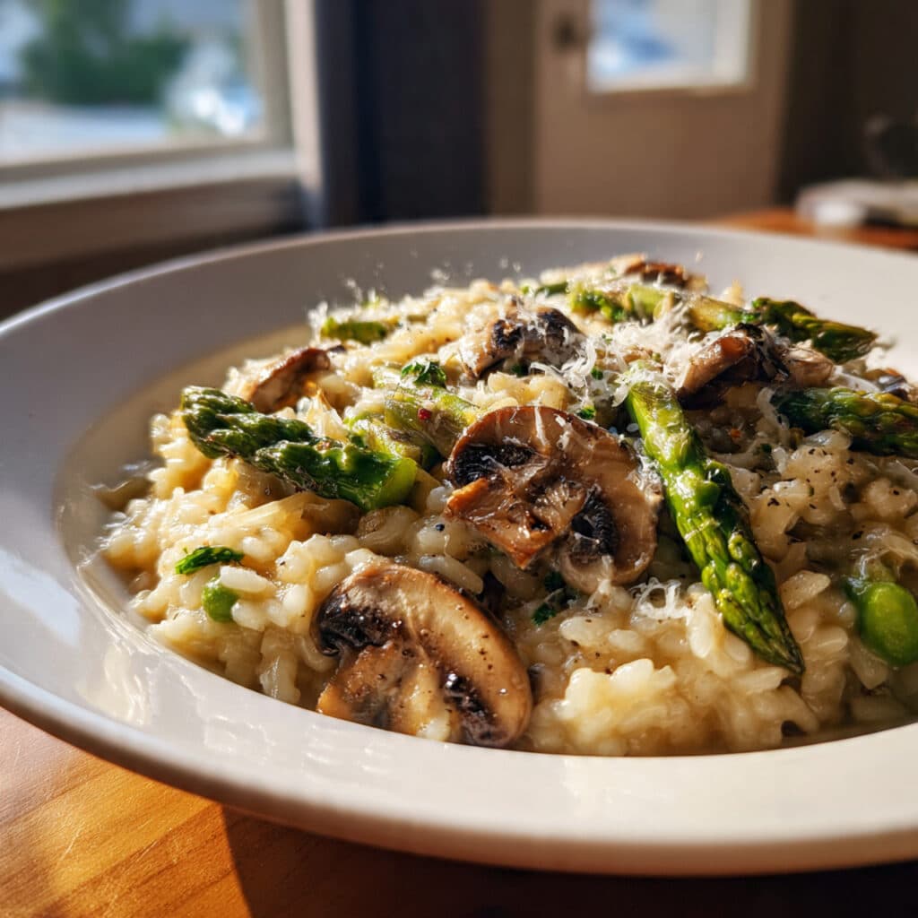 Mushroom and Asparagus Risotto