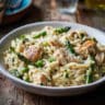 Parmesan orzo with chicken and asparagus