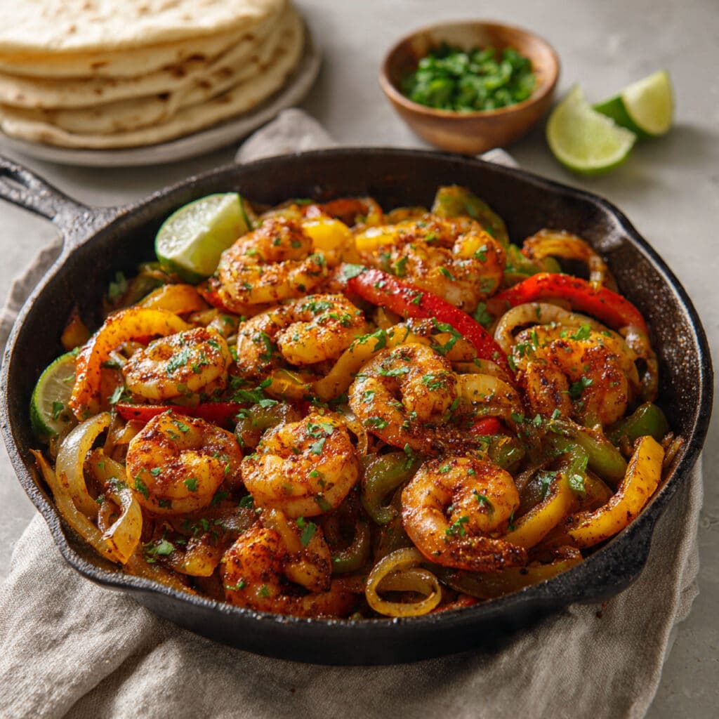 Skillet Shrimp Fajitas