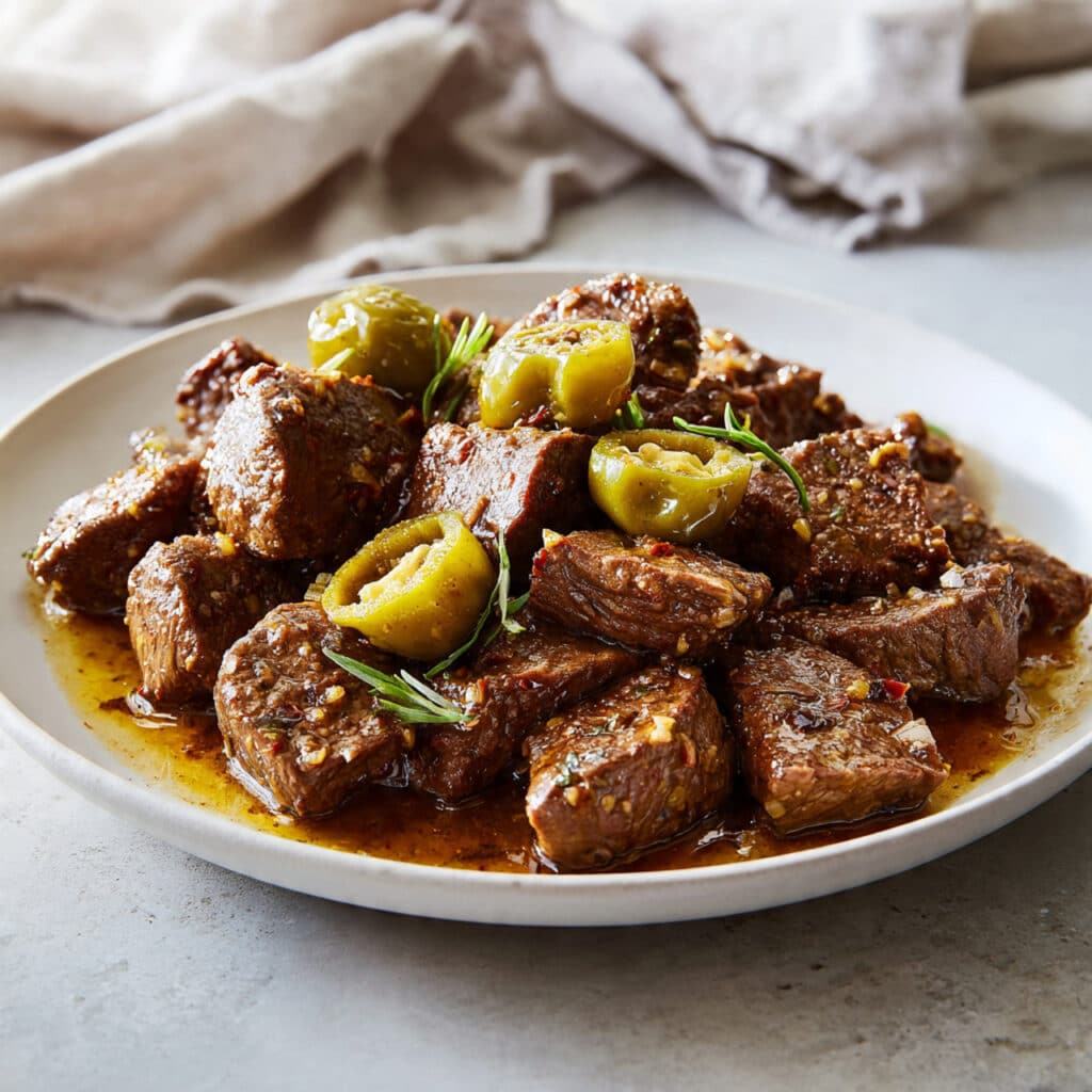 Slow Cooker Mississippi Steak Bites