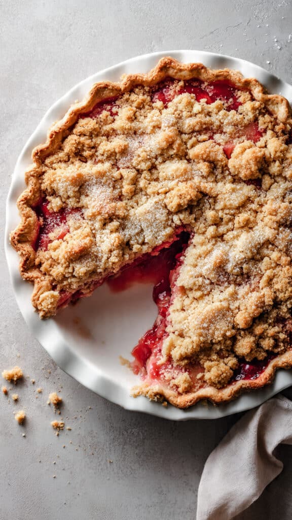Strawberry Rhubarb Pie with Crumb Topping