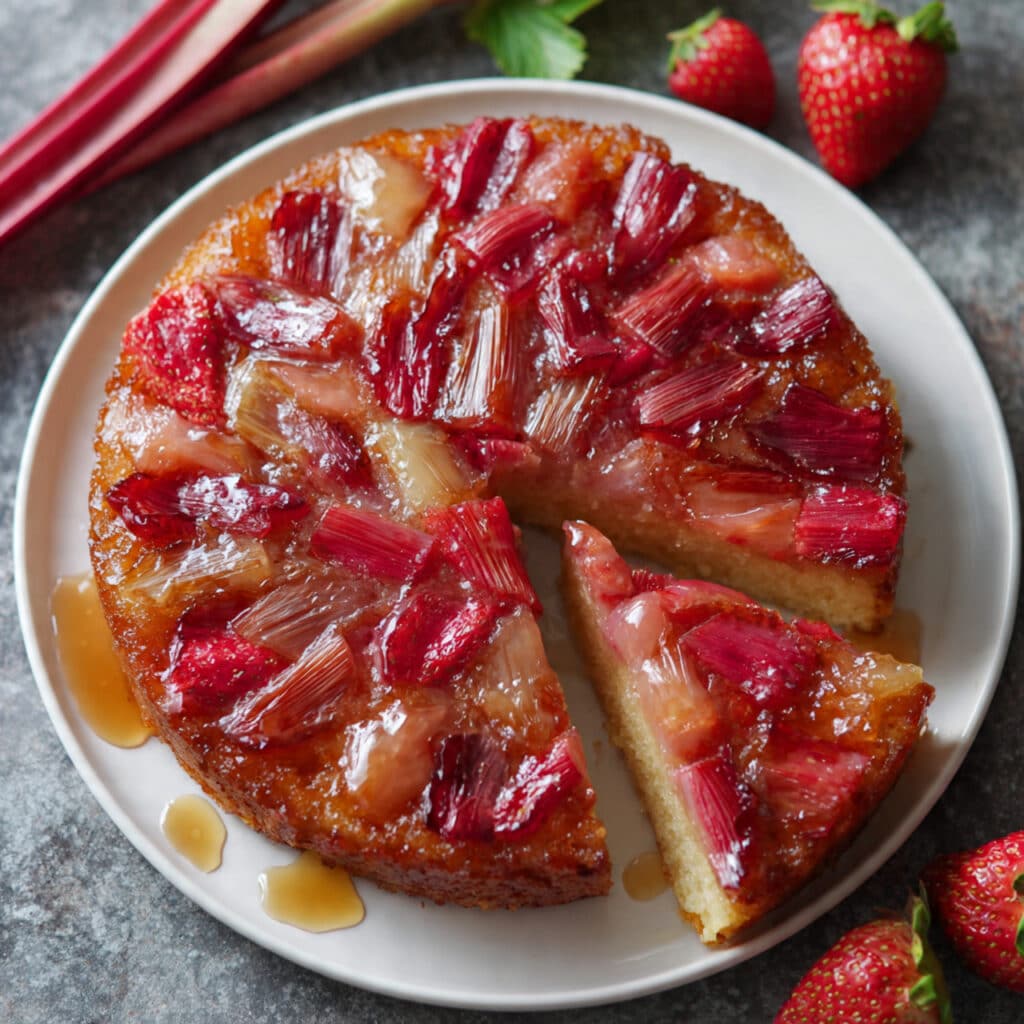 Strawberry Rhubarb Upside Down Cake