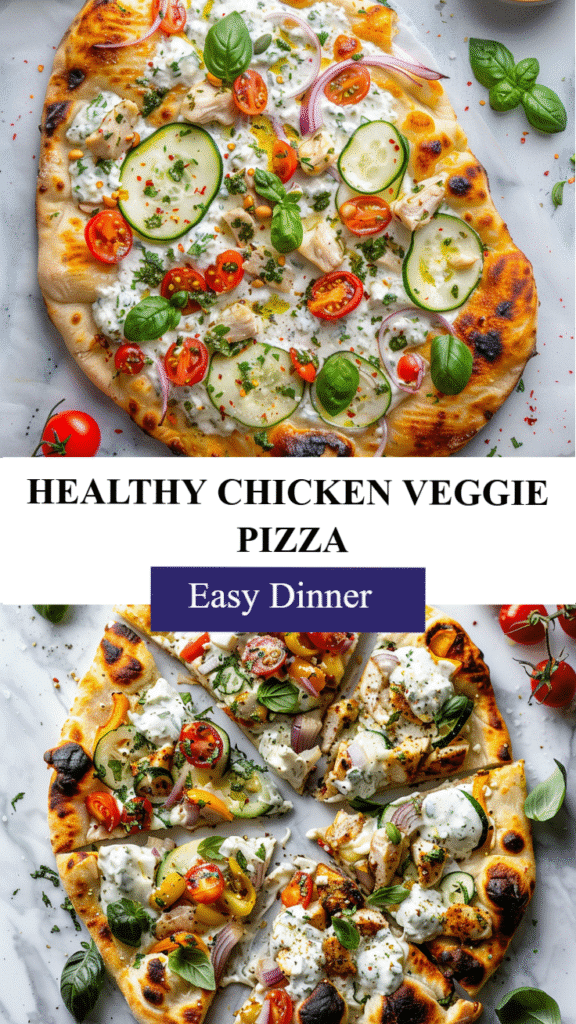 Tzatziki Chicken Veggie Naan Pizza