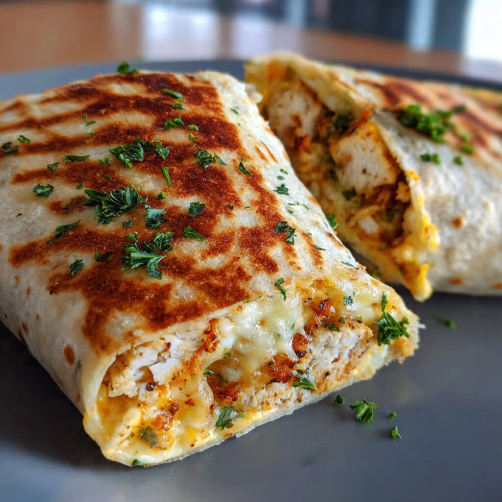 cheesy garlic chicken wraps