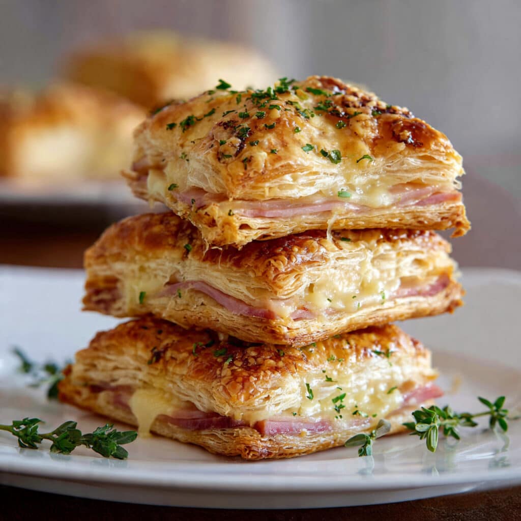 Ham and Cheese Puff Pastry Stacks