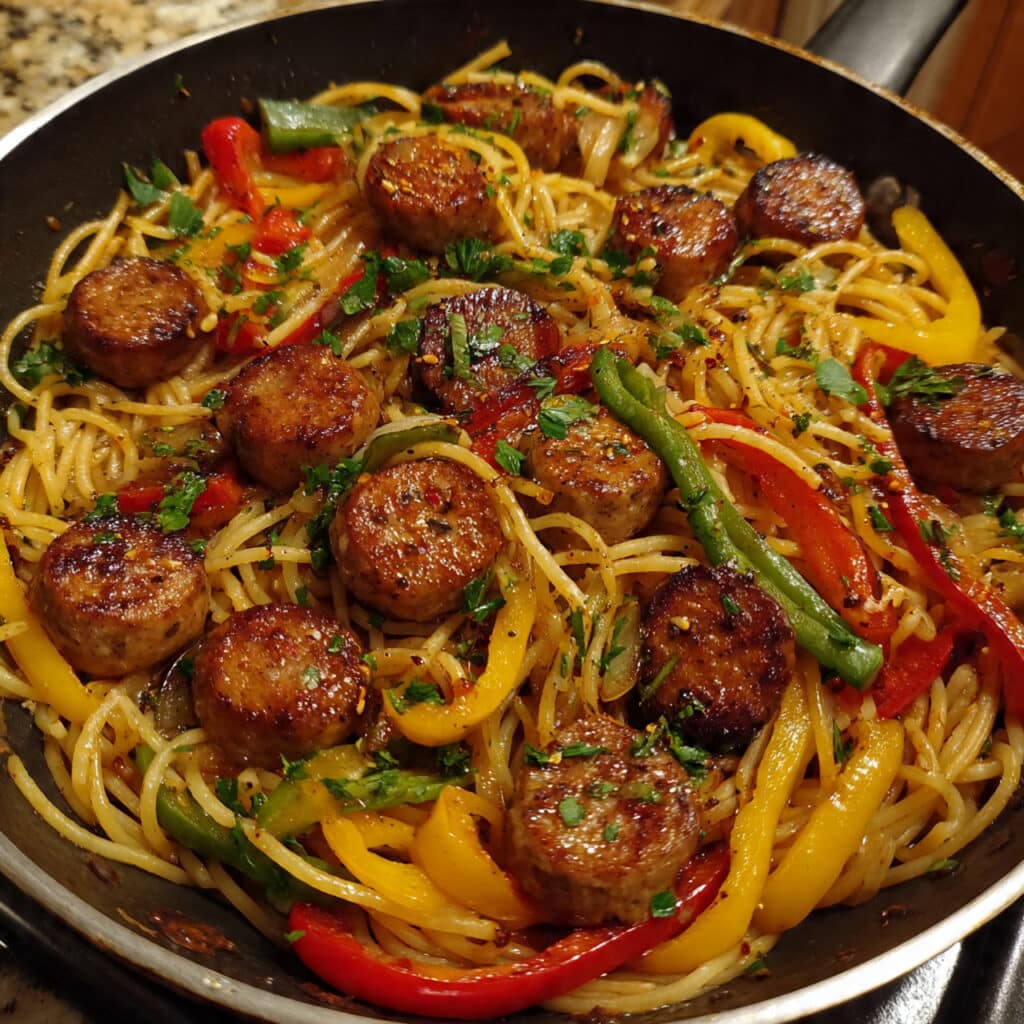 Honey Garlic Sausage Pasta Skillet