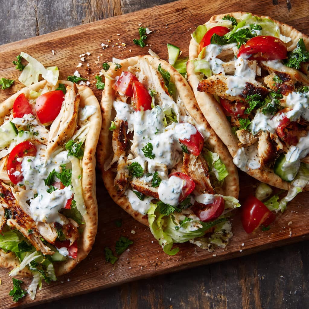 Chicken Pitas with Herby Ranch