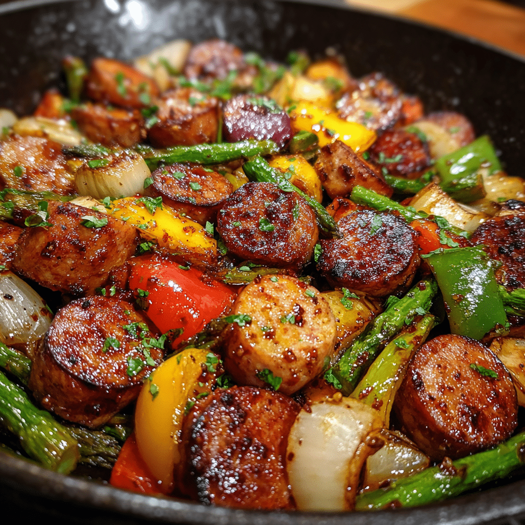 Honey Garlic Kielbasa and veggies