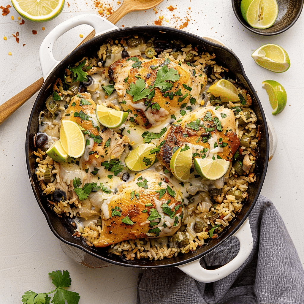Salsa Verde Chicken and Rice Skillet Recipe
