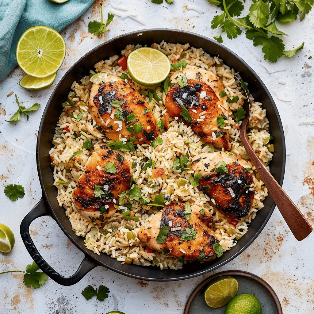 One Pan Coconut Lime Chicken and Rice