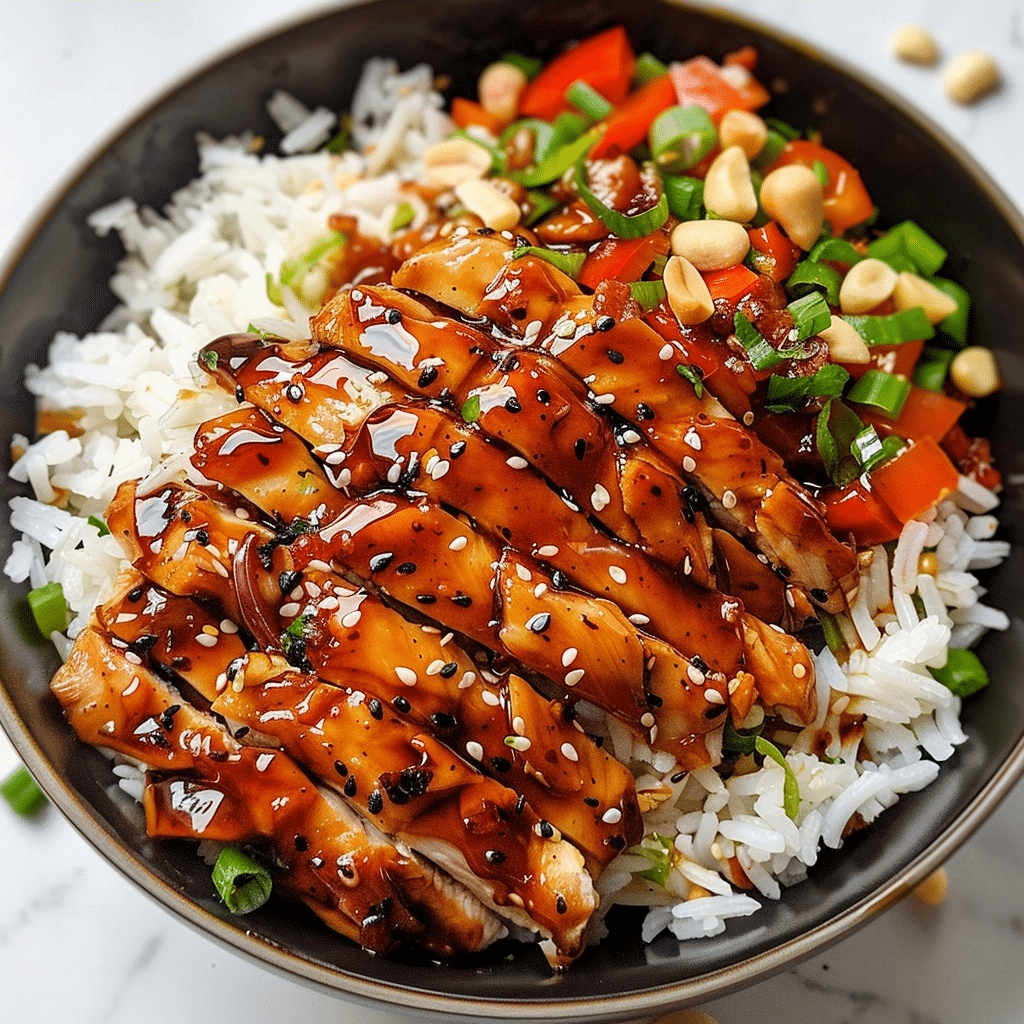 Quick Healthy Honey BBQ Chicken Rice Bowl Recipe