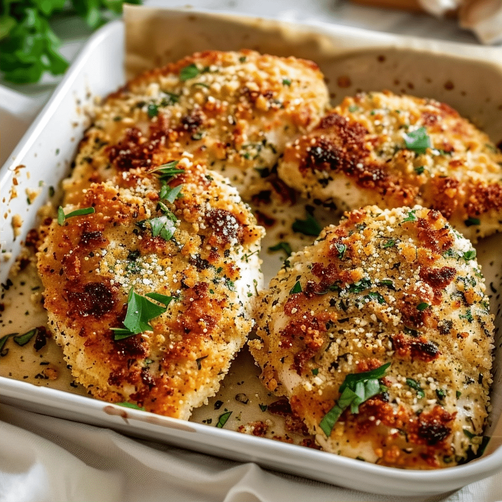 Garlic Parmesan Crusted Chicken Breasts Recipe
