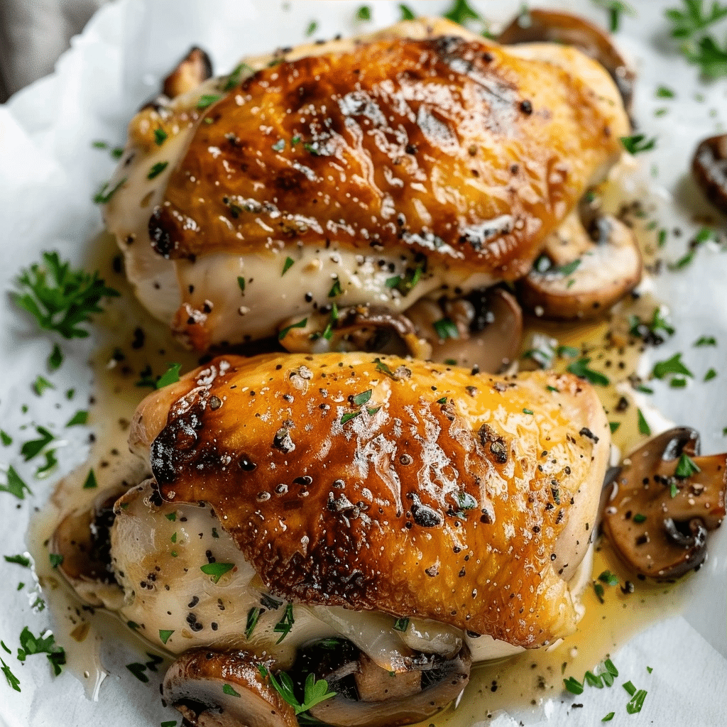 Garlic Butter Mushroom Stuffed Chicken Recipe